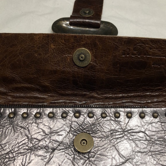 ReBel Double Oval Brass Clutch in Platinum Leather - Picture 10 of 12